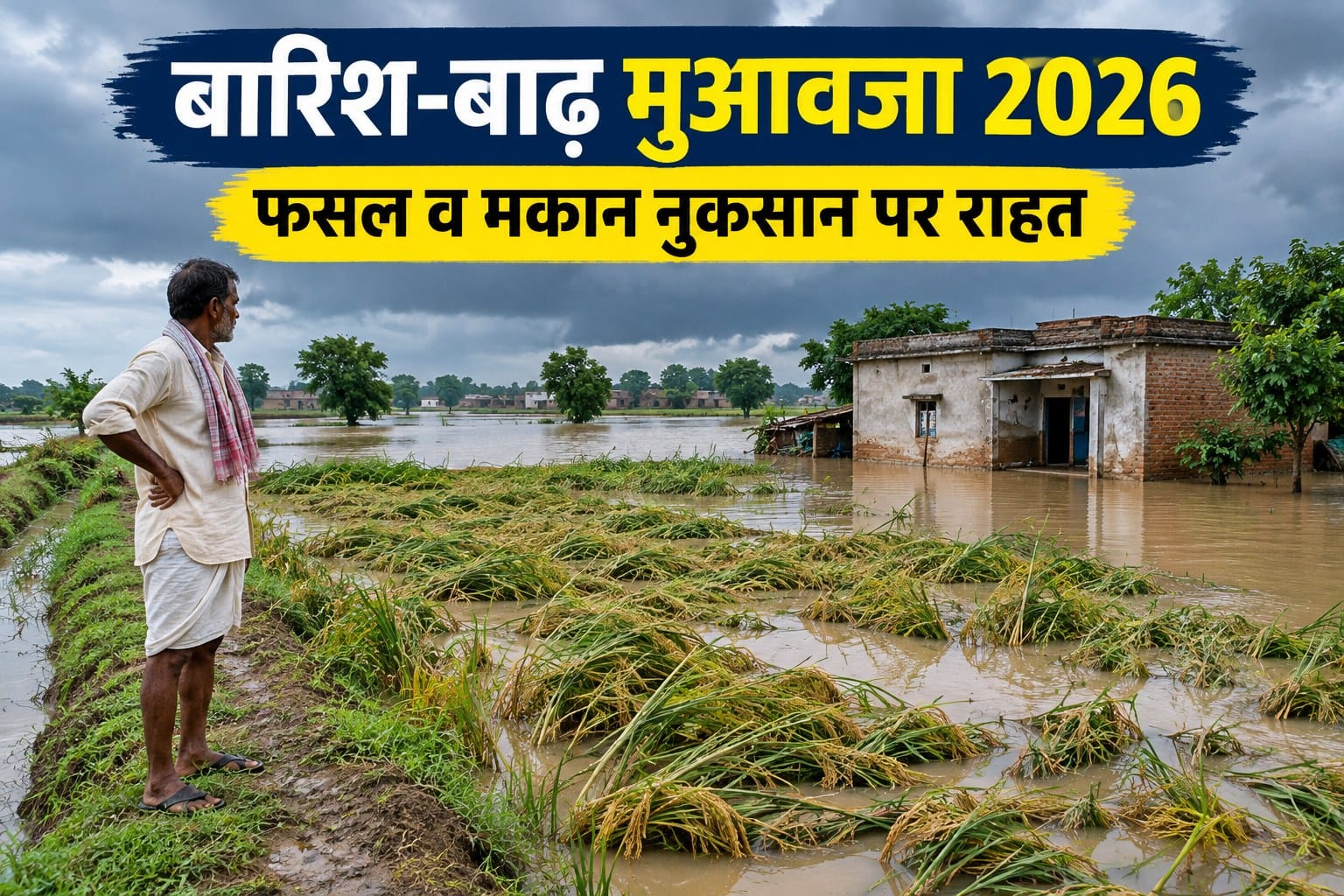 बारिश और बाढ़ से फसल व मकान नुकसान मुआवजा 2026